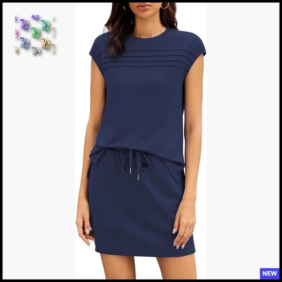 Cap Sleeve Pleated Top and Skort Set Soft Fabric Athleisure Elegant Outfit